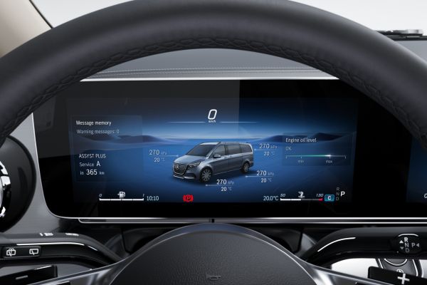 Ψηφιακός πίνακας οργάνων Mercedes-Benz με ενδείξεις κατάστασης οχήματος για έλεγχο μετά από καλοκαιρινό road trip